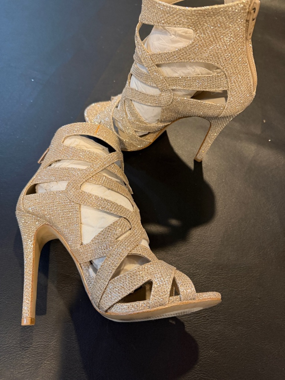 Aldo Sparkle Strappy High Heel Sandals - Gold